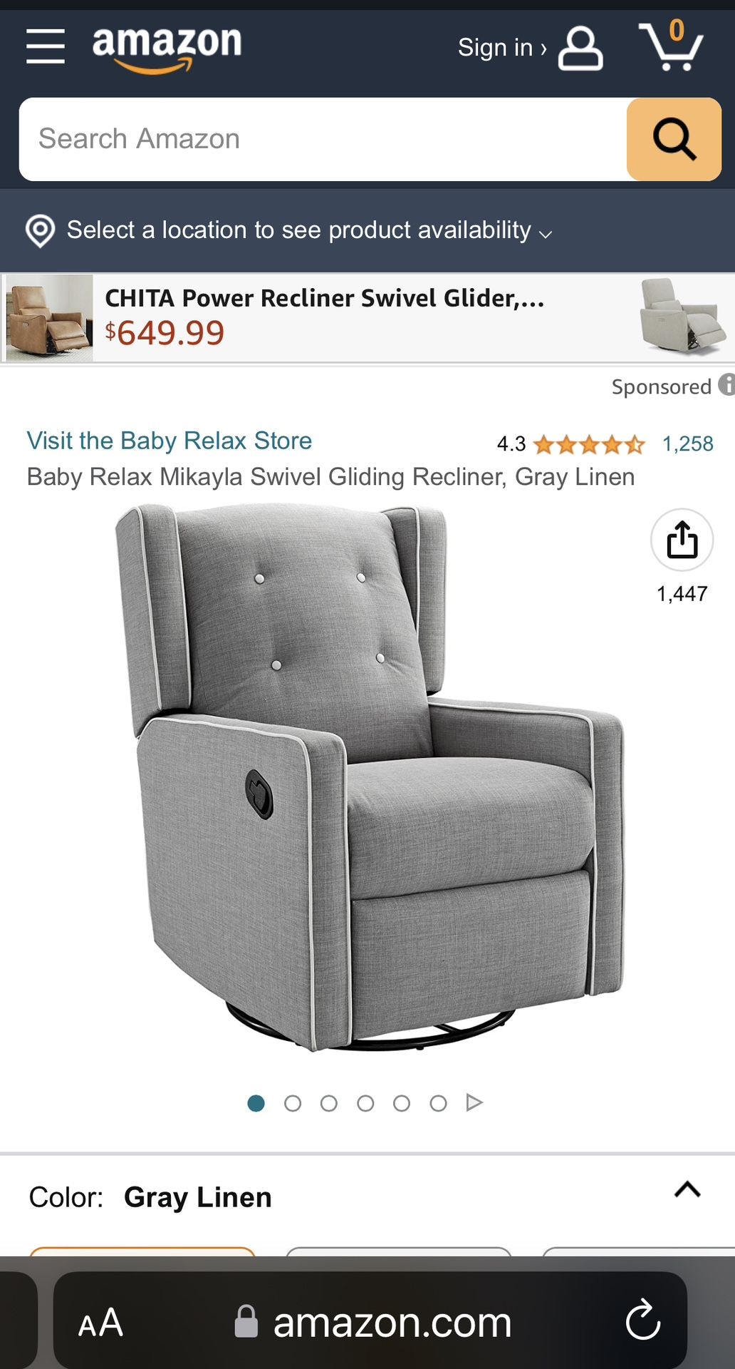 Baby Relax Mikayla Swivel Gliding Recliner