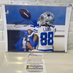 CeeDee Lamb Dallas Cowboys Autograph 8x12 Photo With COA