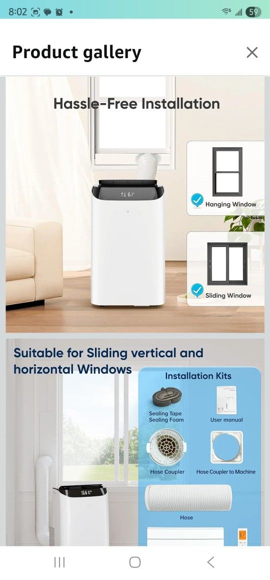 Kamlam 12000 BTU Portable Air Conditioner, 3-IN-1 Free Standing Cooling Portable AC Unit with Fan & Dehumidifier Function, Remote Control & 24H Timer