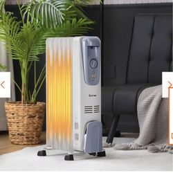 Portable Costway 9000btu AC Units 1500-Watt Electric Oil-Filled Radiator Space Heater 7-Fin Thermostat Room Radiant Space Heater