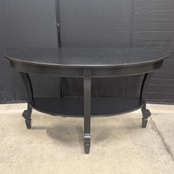 Black Demilune Console Table with Lower Shelf