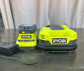 Ryobi 18V Cordless Inflator/Deflator with charger and battery.