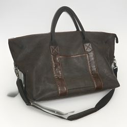 Men's Brown Leather Weekend Duffel Bag vegan leather with detachable strap