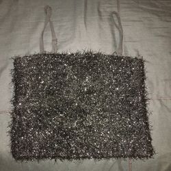 Black crop top straight neckline