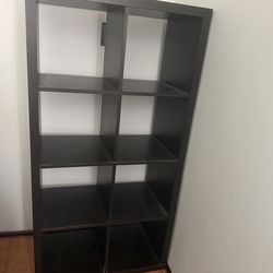 6 Cube Storage Shelf – Large  Cubby Organizer – Black Wood