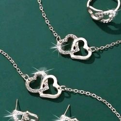 Silver Heart Jewelry Set 