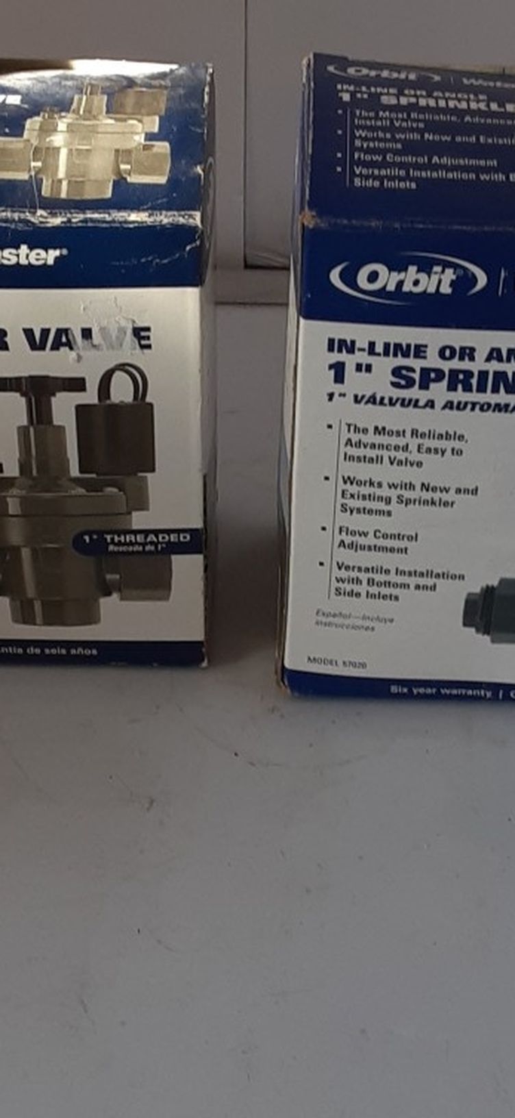 NIB Pair Of Orbit WaterMaster 1" In-Line Or Angle Sprinkler Valves Model 57020