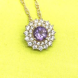 Gold Tone Amethyst Necklace