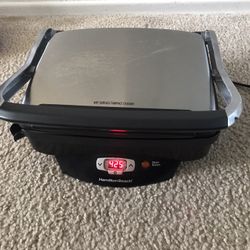 Hamilton Beach Electric Panini Press Sandwich Maker Chrome Finish Grill Nonstick