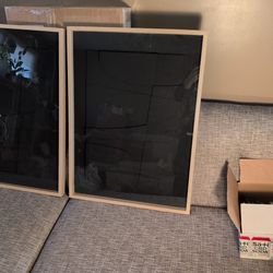 Set of 2 Matching Abstract Wall Art Prints – Framed – 29.5” x 22” Each