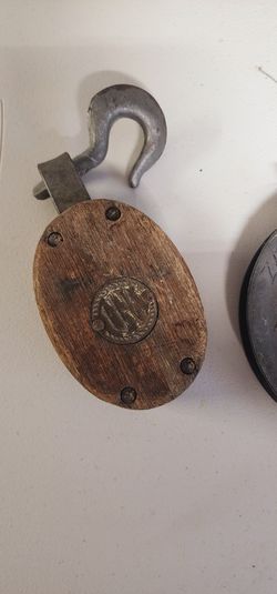 Vintage U-W Wood & Metal Pulley