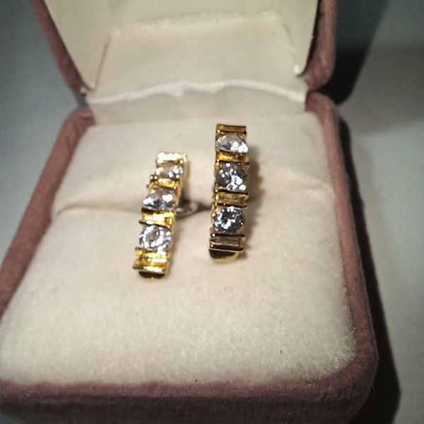 Gold Plated CZ Earrings Very Sparkly $20