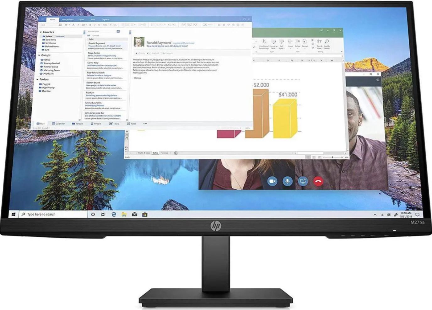 HP 27h Full HD Monitor - Diagonal - IPS Panel & 75Hz Refresh Rate - Smooth Screen - 3-Sided Micro-Edge Bezel - 100mm Height/Tilt Adjust - Built-in Dua