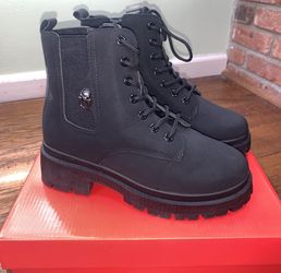Black Combat Lace Up Boots Size 7.5