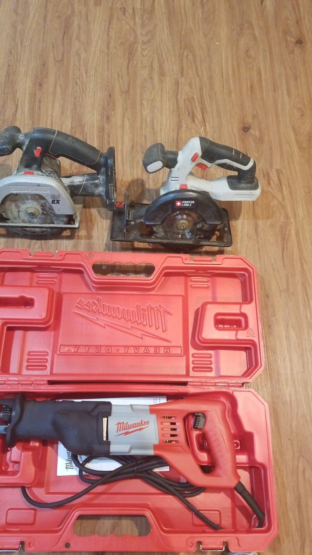 Milwaukee sawzall, craftman skill saw 5 1/2 " 19.2v and porter cable