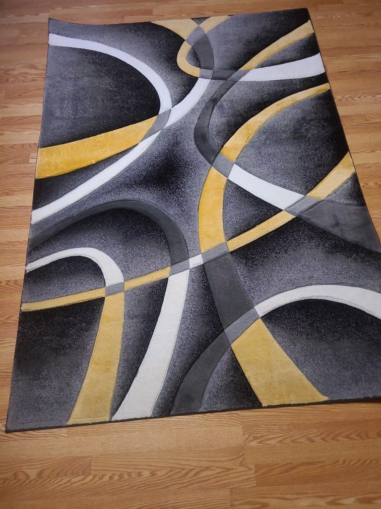NEW 7.5 X 5.2 PREMIUM 3D YELLOW AREA RUG