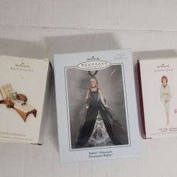 Barbie Hallmark Keepsake Decorations Lot Of (3)