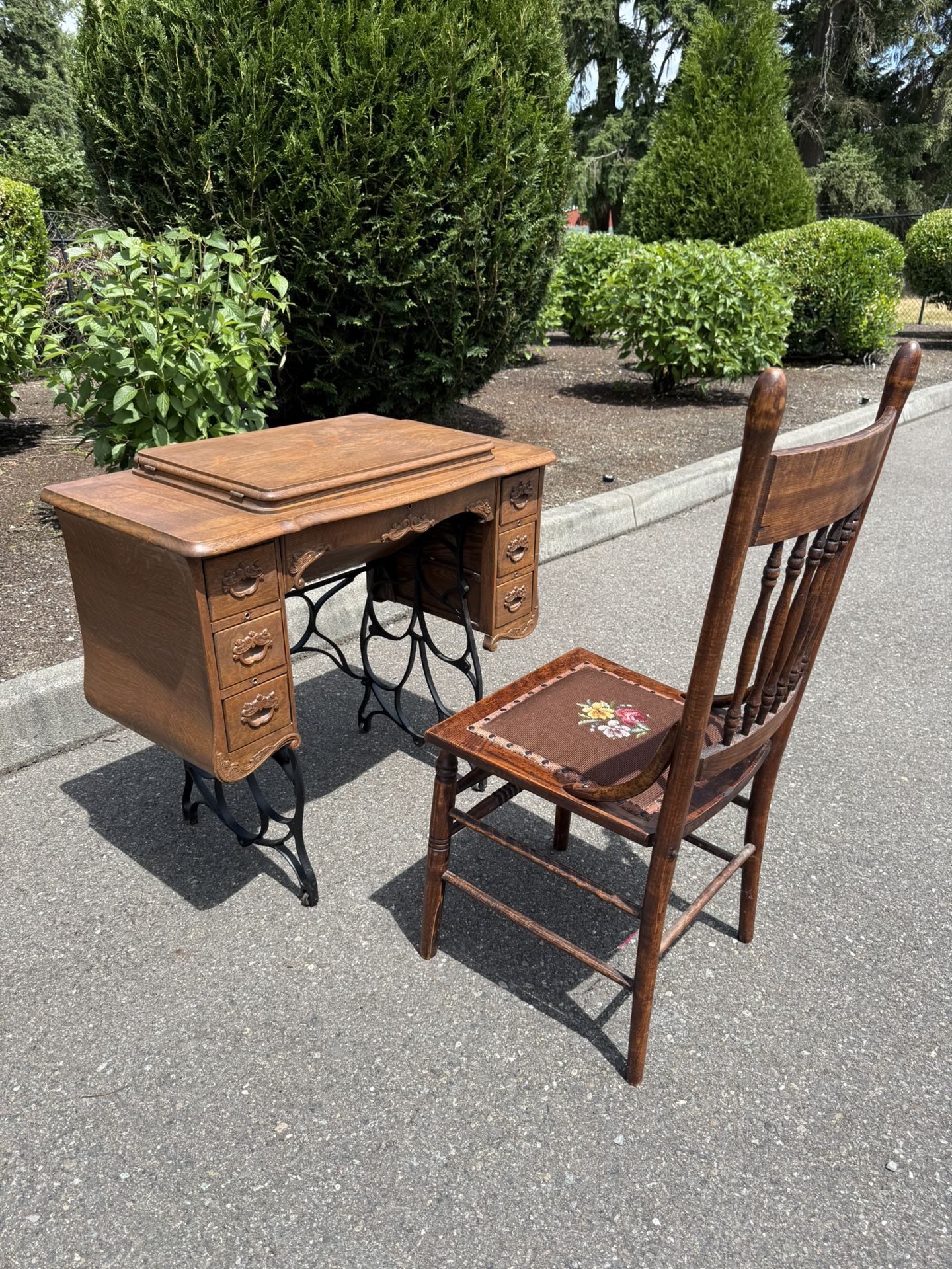 Antique sewing table. And a chair. Only the table