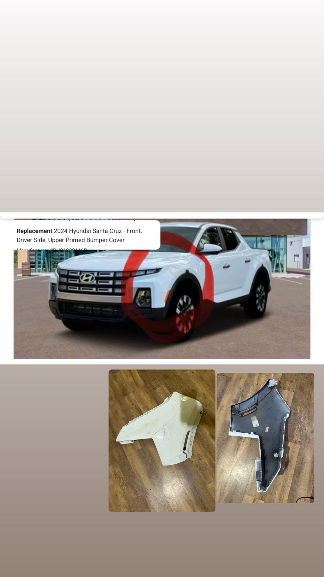 2024 Hyundai Santa Cruz - Front, Driver Side, Upper Primed Bumper Cover