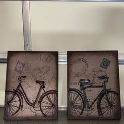 3D Vintage Bicycle Canvas Pair
