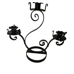 Gothic three arm  Black Metal Candelabra candle holder 