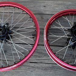 Haan KTM Gasgas D.I.D Stx Front Rear 18/21 Rim Wheel Set Red/black