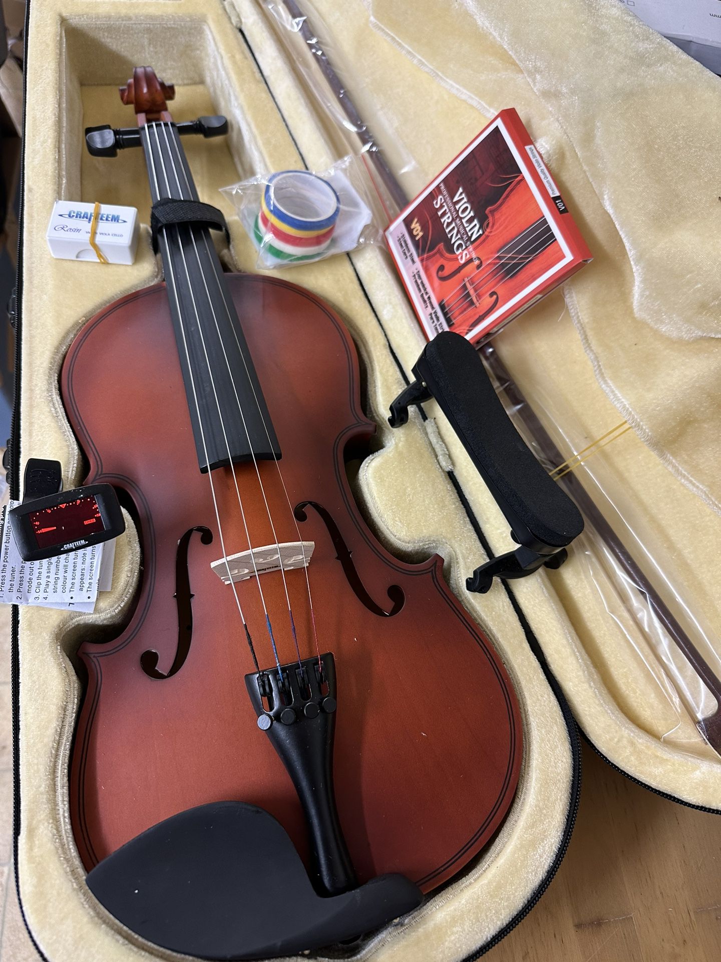 Beautiful 4/4 Violin with New Bow, Digital Tuner, Shoulder Rest, Extra Strings $150 Firm
