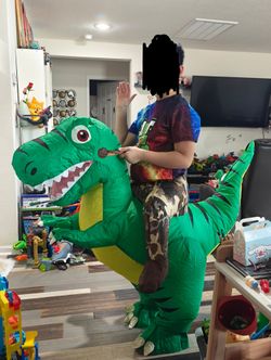 Inflatable Dinosaur Costume Kids Halloween Blow up Costumes Boys Girls Funny Riding T Rex Air Green Costume Party