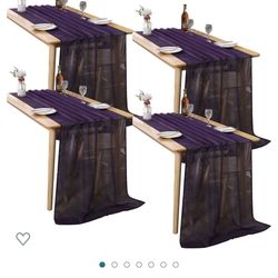 4 Dark Purple Chiffon Table Runners