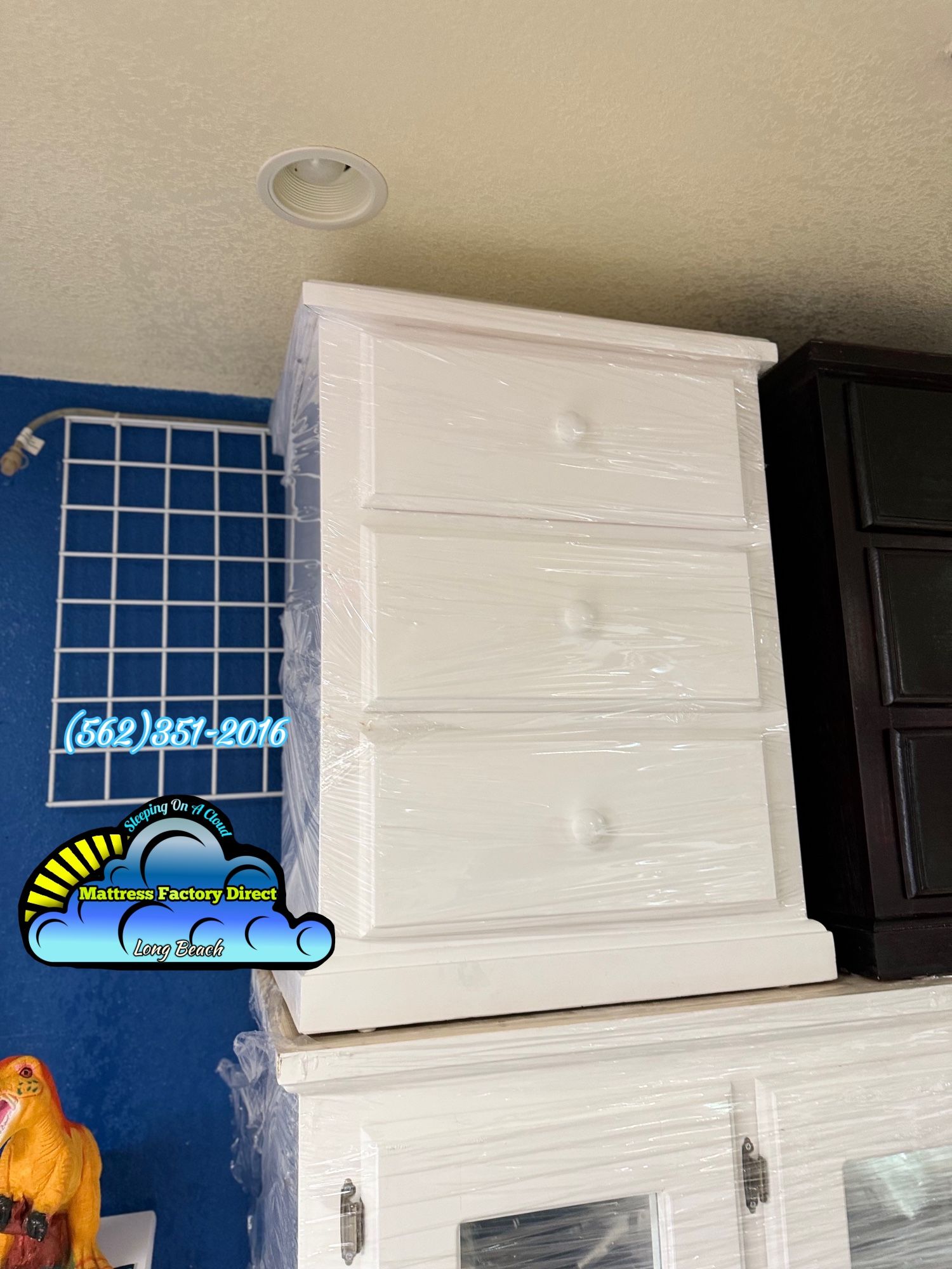 White Pinewood Three Drawer Solid Wood Chest