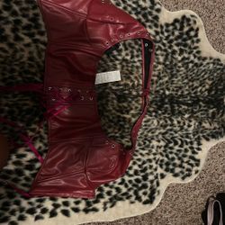 Faux Leather Crop Lace Up Top