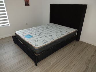 Brand New Bedframe Black Velvet With Orthopedic Bamboo Matt Queen $469