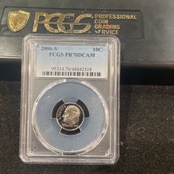 2006 S Perfect Graded Roosevelt Dime Graded At PR70 With A Deep Cameo 10-18