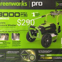 Greenworks| Pro Electric Pressure Washer 3000 MAX # Pi 2.0 GPm TRUBRUSHLESS®