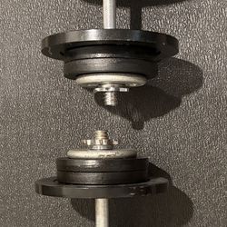 Adjustable Set of Dumbbells. Cast Iron, New Condition 50# per hand [ Total: 100 lbs]