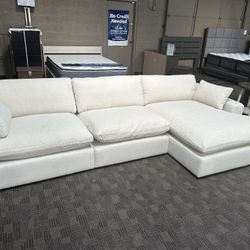 White Cream Soft Cloud Sectional 