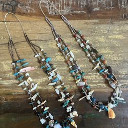 Turquoise And Shell Beaded Necklaces
