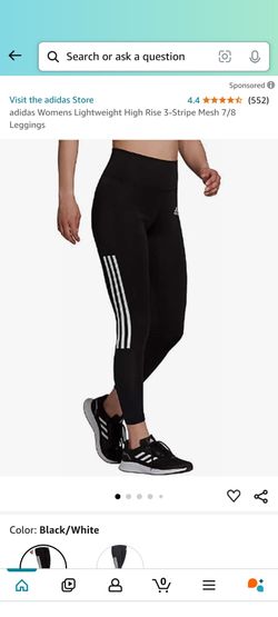 adidas Womens Lightweight High Rise 3-Stripe Mesh 7/8 Leggings