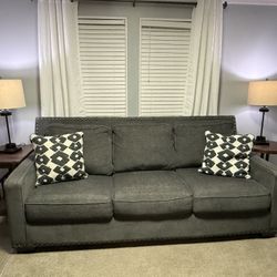 ASLEY FURNITURE SOFA WITH 2 Tables And Lamps