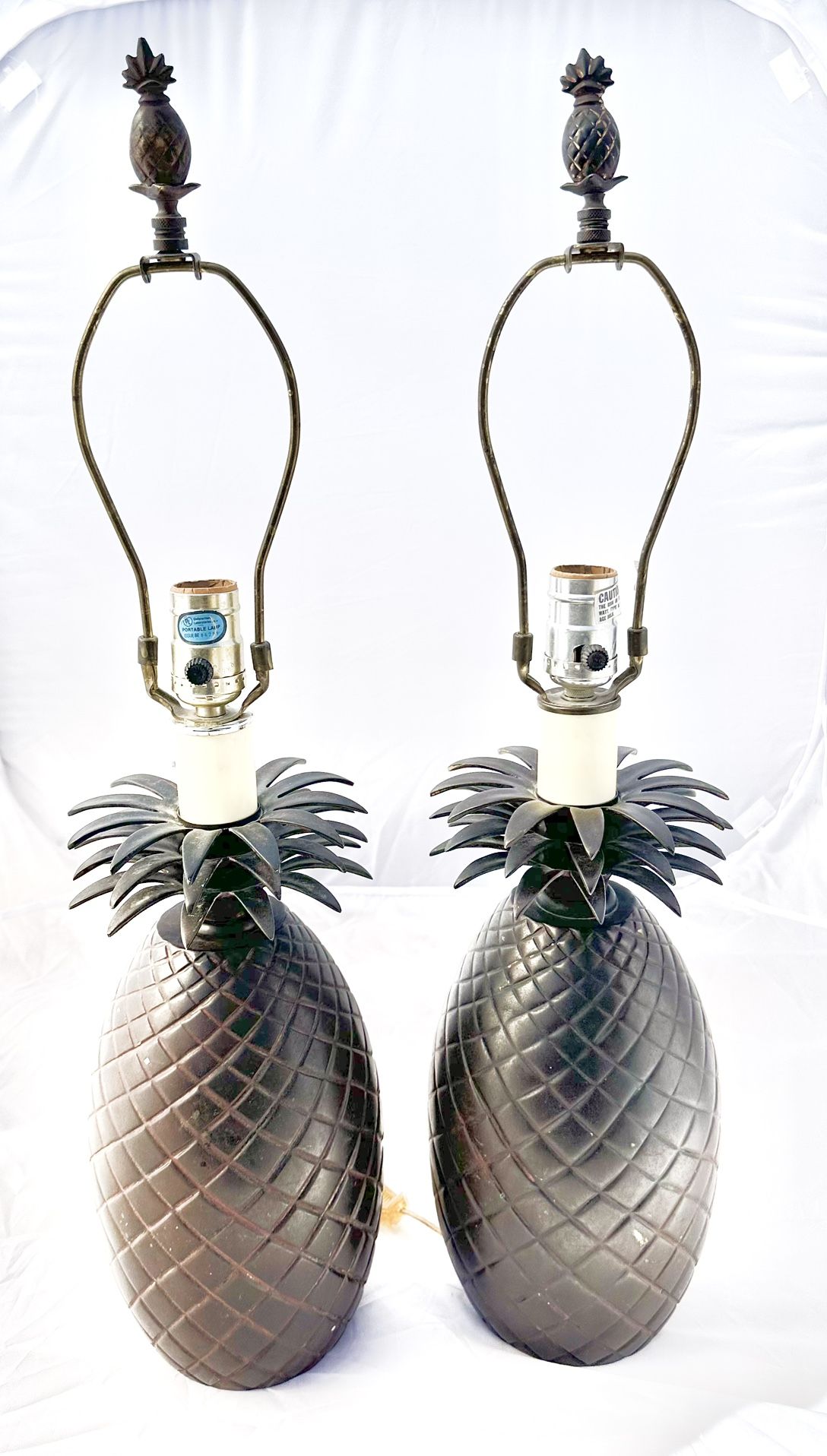 Rare Set Of Matched Bombay Company Pineapple Brass Lamps