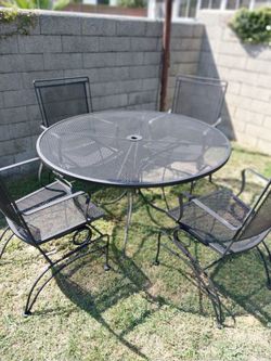 Wrought Iron Patio Table and 4 Chairs Set