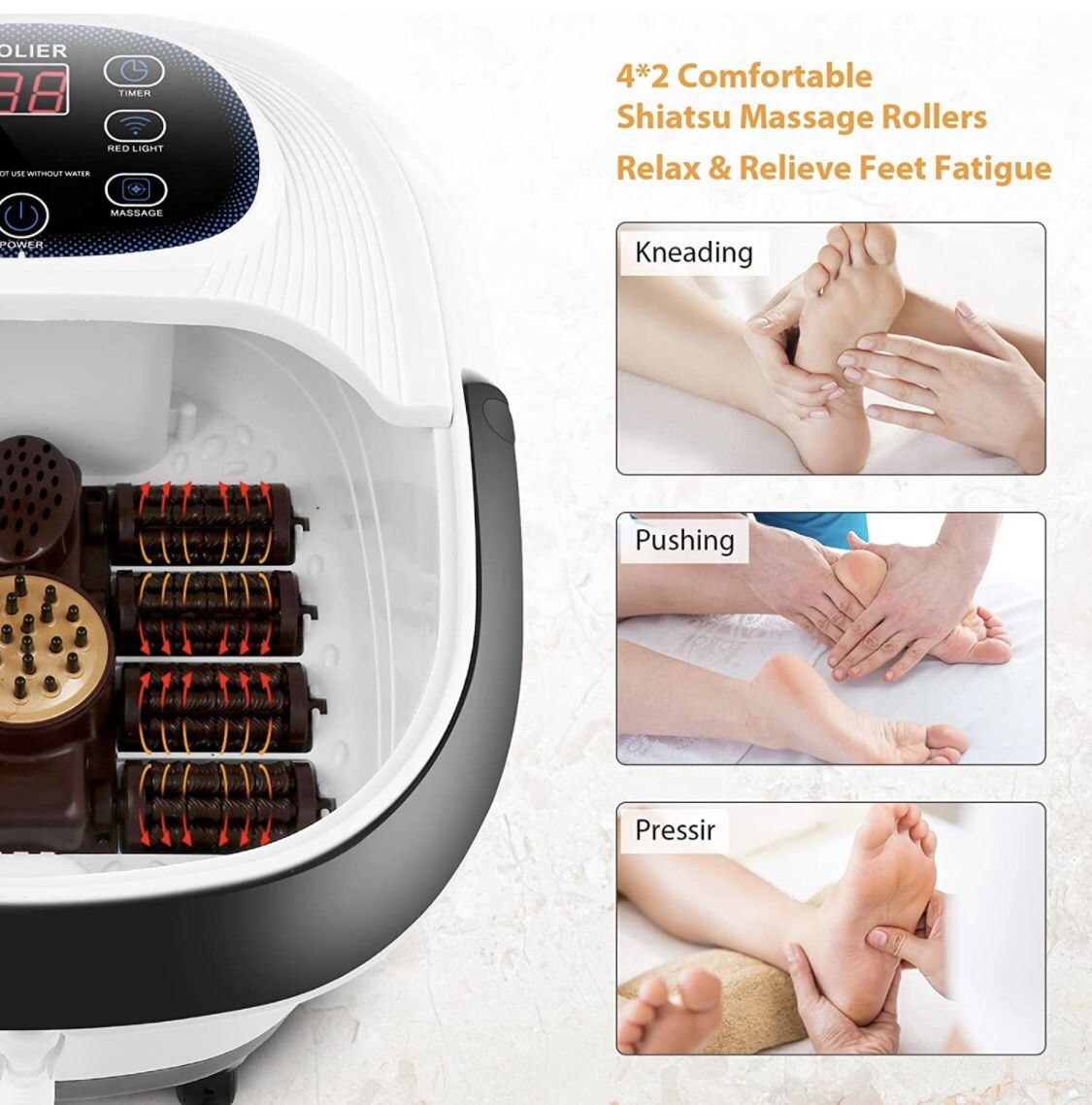 Foot Spa Bath Massager with Heat, Bubbles Jets, Pedicure Foot Soak Tub