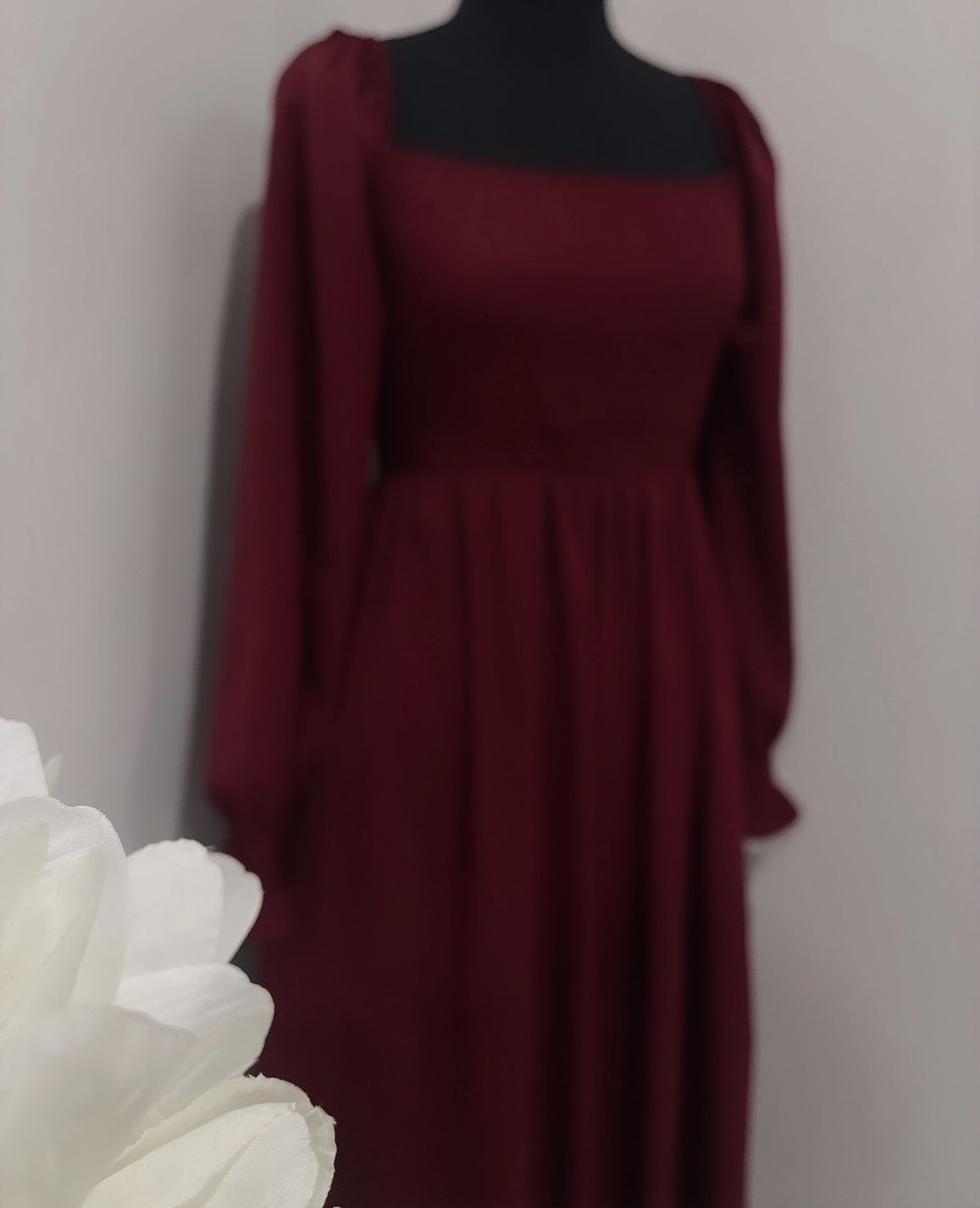 Beautiful Simple Long Dress - Burgundy -