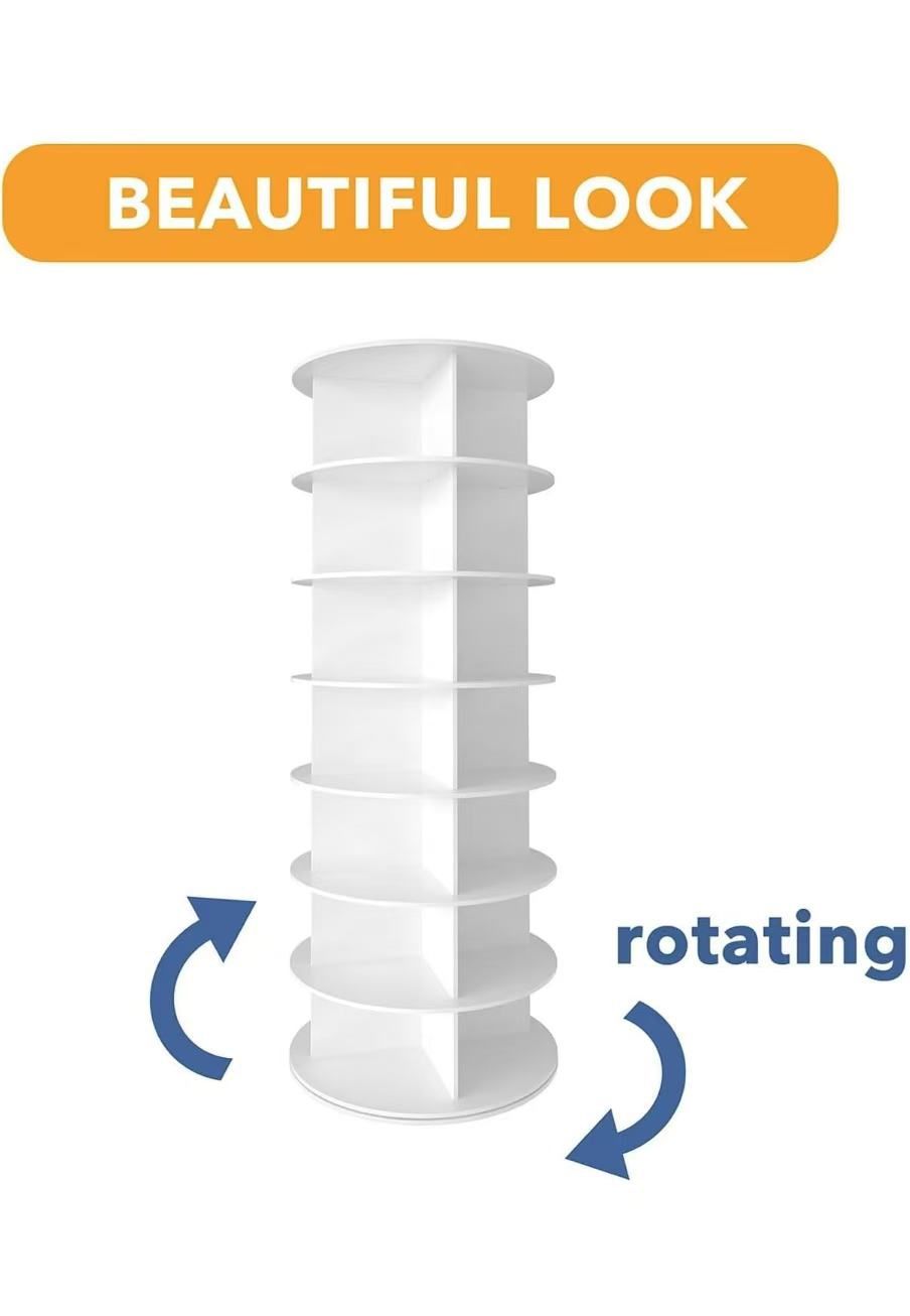 SpaceAid 7 Tier Rotating Shoe Rack Tower, Spinning Shoe Display Lazy Susan, Revolving 360 Shoe Rack Storage Round Carousel, Vertical Handbag Rotate Sh