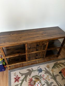 Rustic Wood TV Stand with Drawers