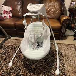 Ingenuity Inlighten Foldable Lightweight Baby Swing With Lights Gray