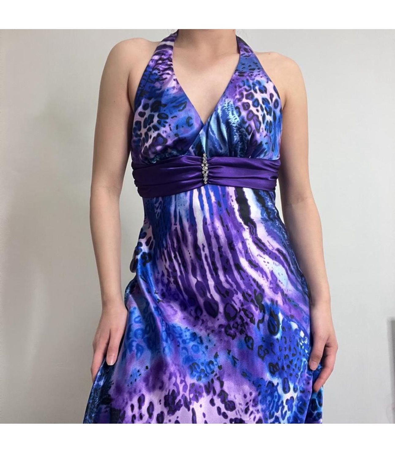 Purple Multi- Color Animal Print Silk Size 24