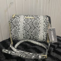 Steve Madden Black And White Crossbody Bag With Snakeskin Print