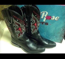 Gypsy Rose Mia-Black EMBELLISHED AND EMBROIDERED COWGIRL BOOT 7.5 MSRP $ 189.99