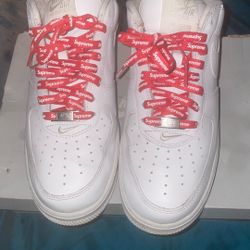 Supreme white Air Force ones
